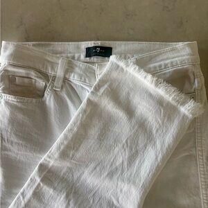 7 For All Mankind White Distressed Hem Jeans